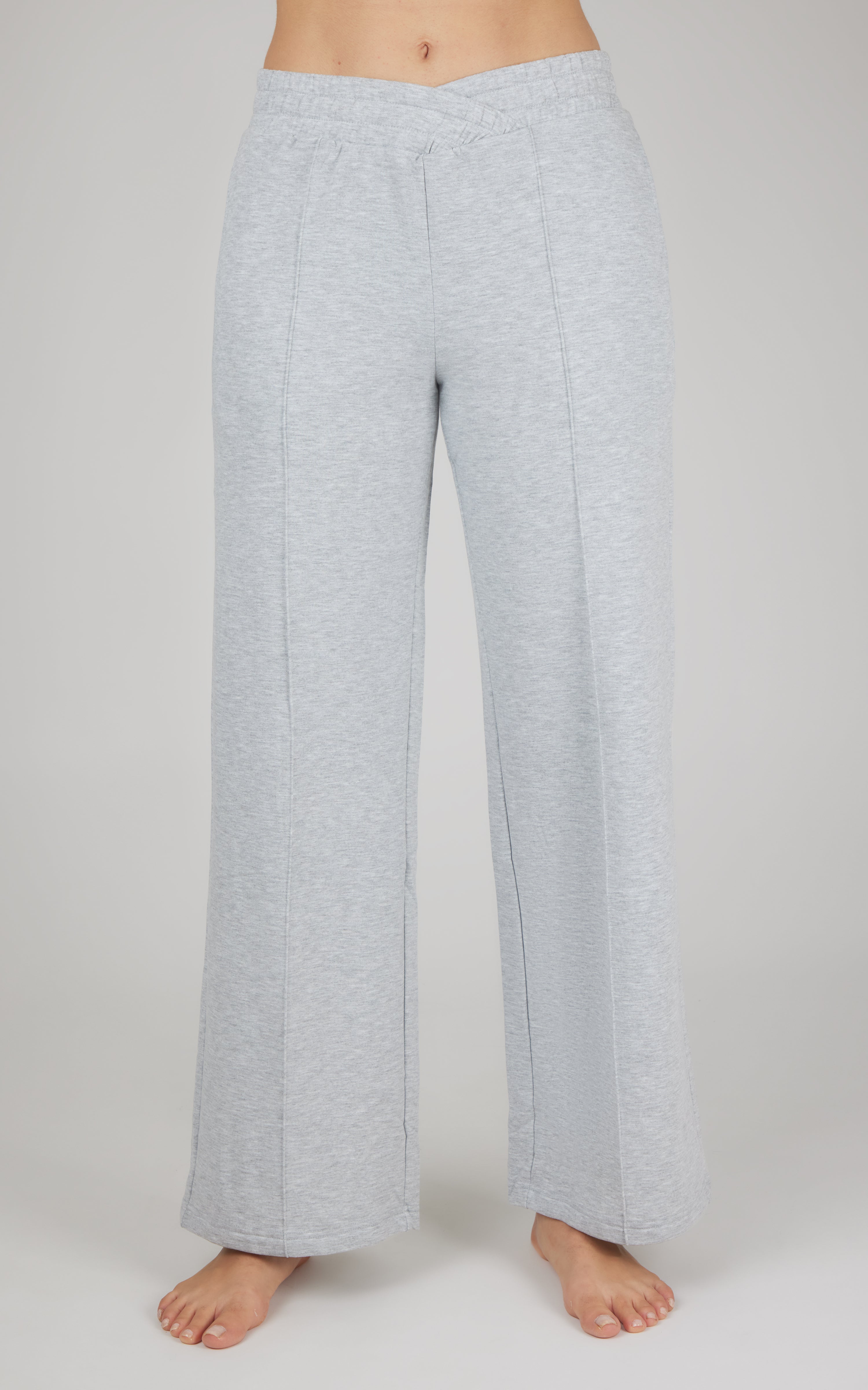 Brushed Terry Crossover High Waist Wide Leg Relaxed Sweatpants