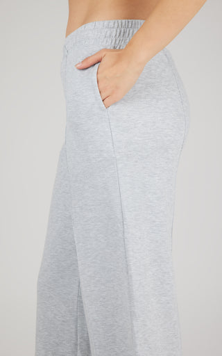 Brushed Terry Crossover High Waist Wide Leg Relaxed Sweatpants