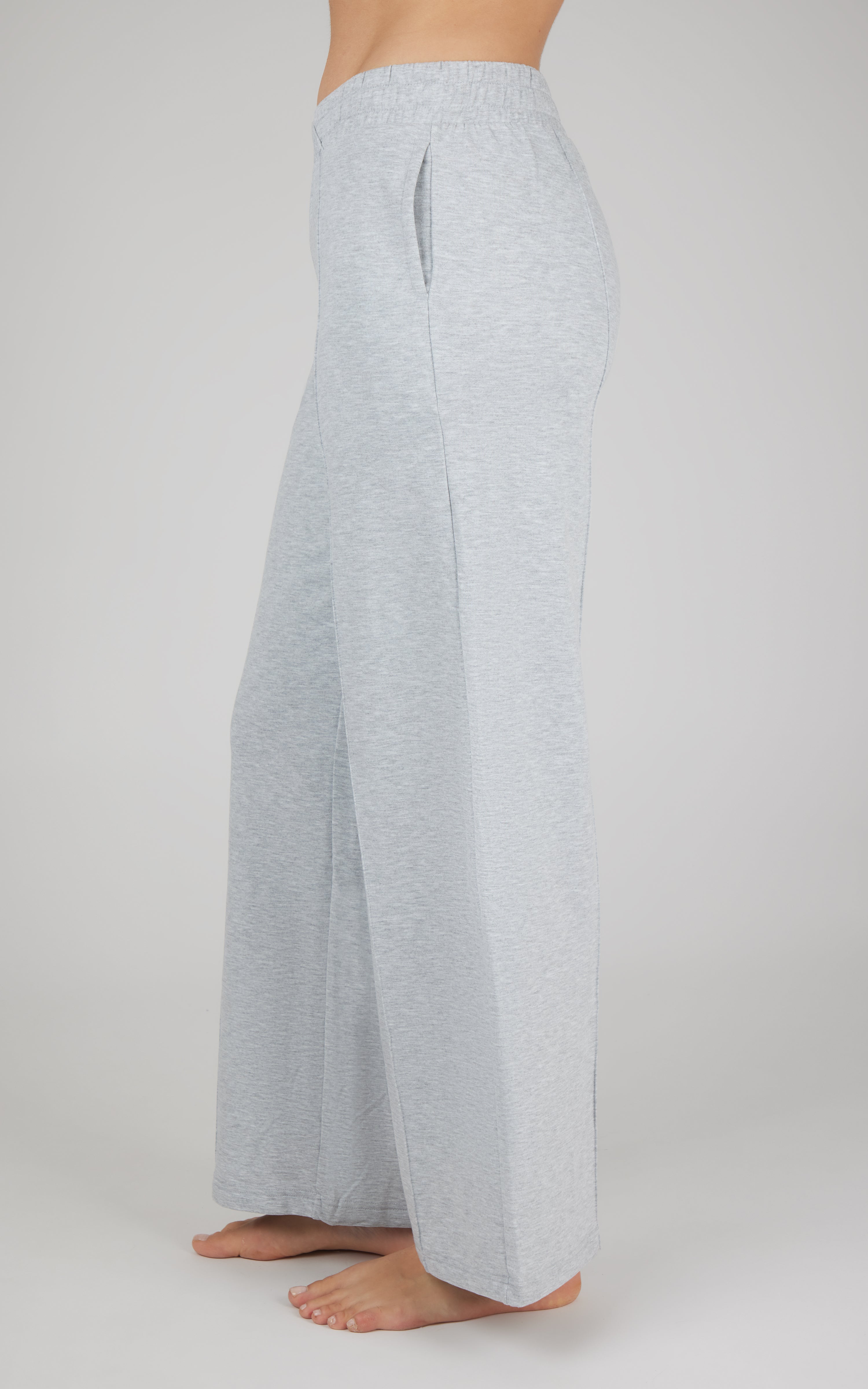 Brushed Terry Crossover High Waist Wide Leg Relaxed Sweatpants