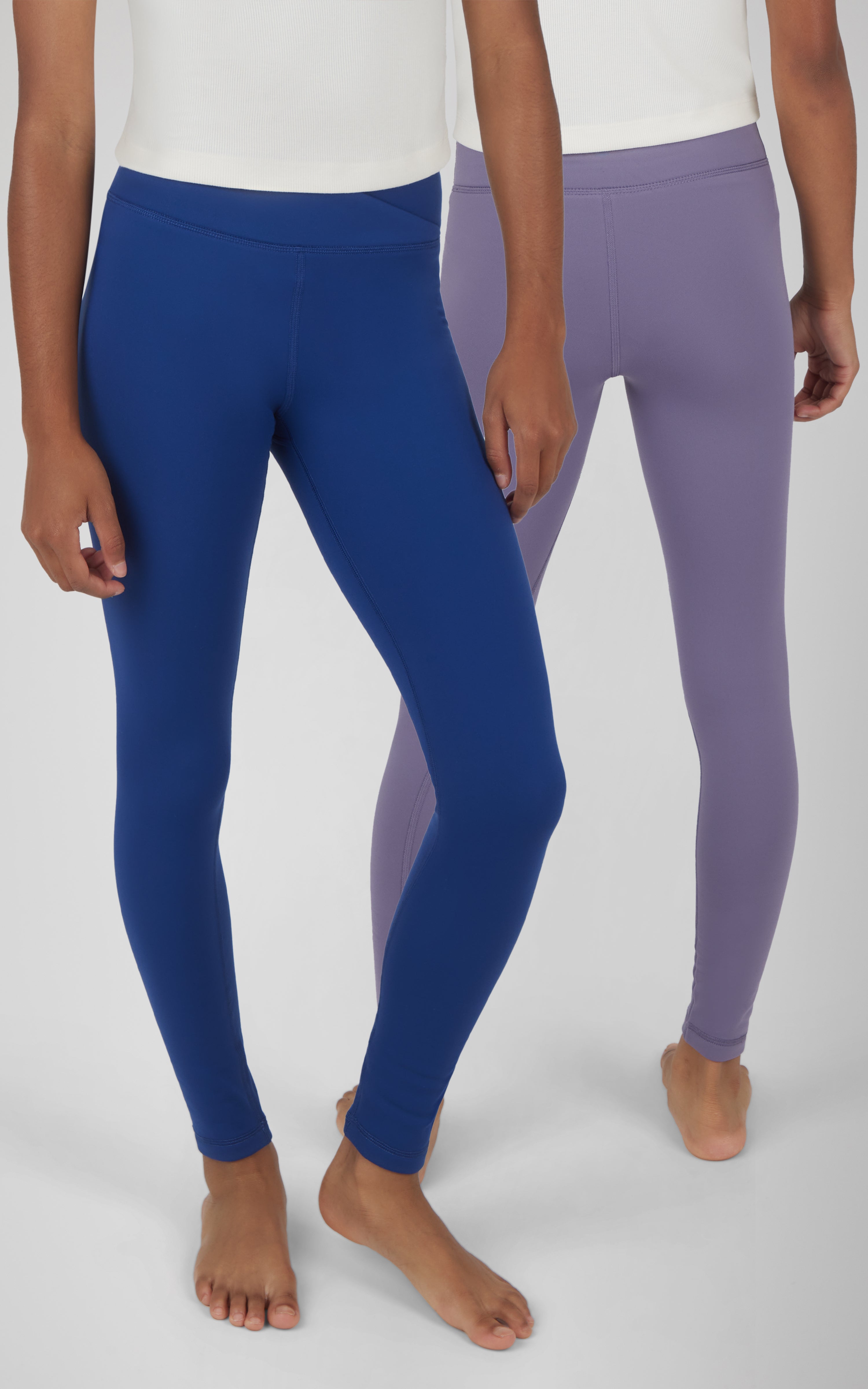 Yogalicious 2 Pack Girls Polarlux Madison Basic Crossover Waist Legging and Polarlux Everday Ankle Legging Bellwether Blue Cadet Small