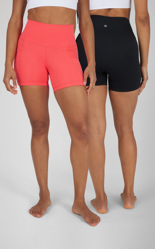 2 Pack Wonderlink Elastic Free Waist 5" Side Pocket Short and  Basic Short