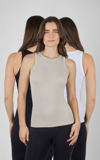 3 Pack Ribbed Sleeveless Top