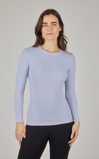 Seamless Stripe  Long Sleeve Crew Neck Top