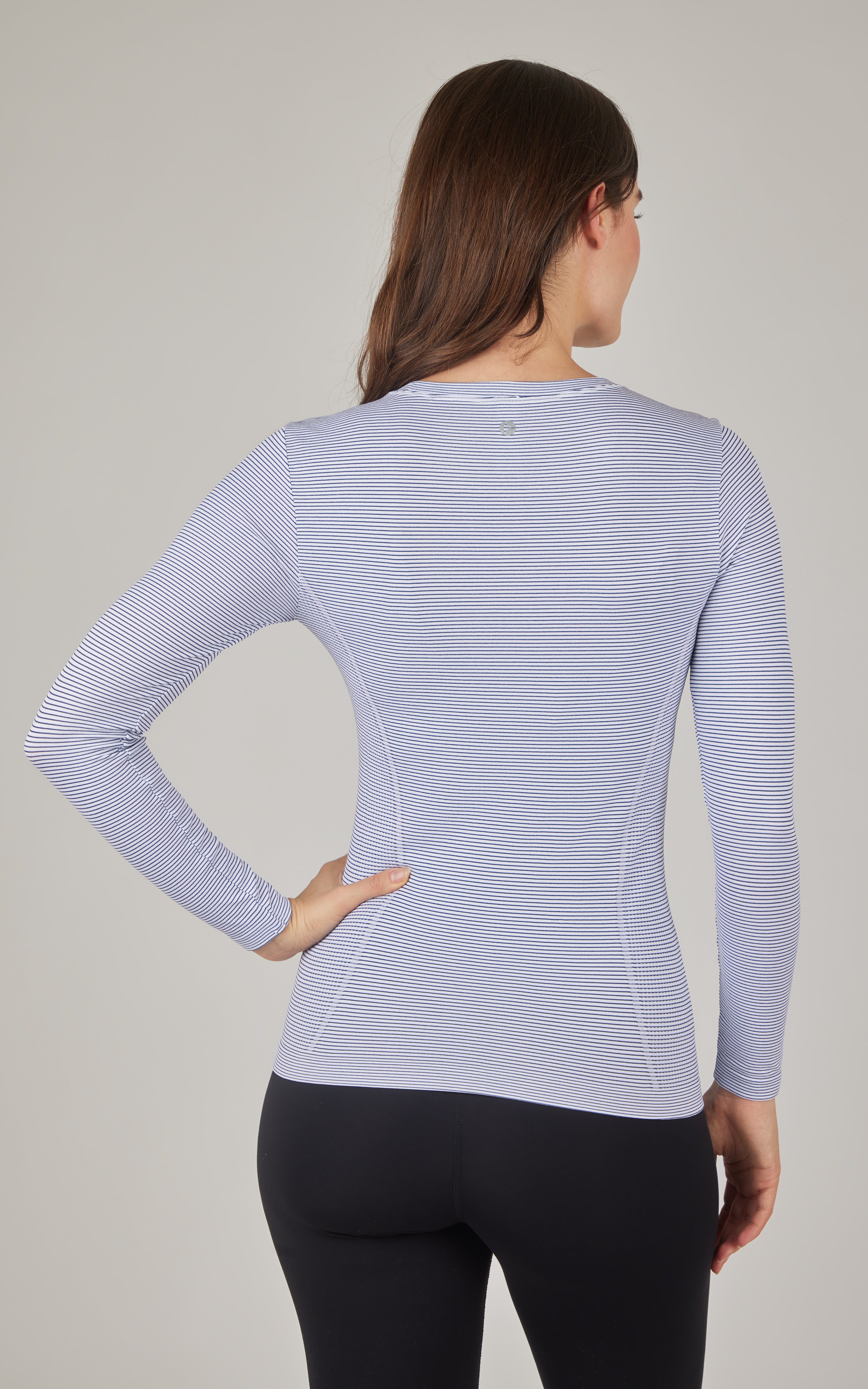 Seamless Stripe  Long Sleeve Crew Neck Top