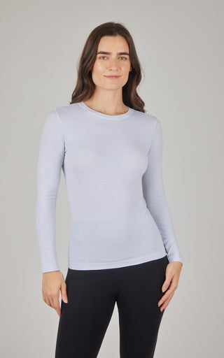 Seamless Stripe  Long Sleeve Crew Neck Top