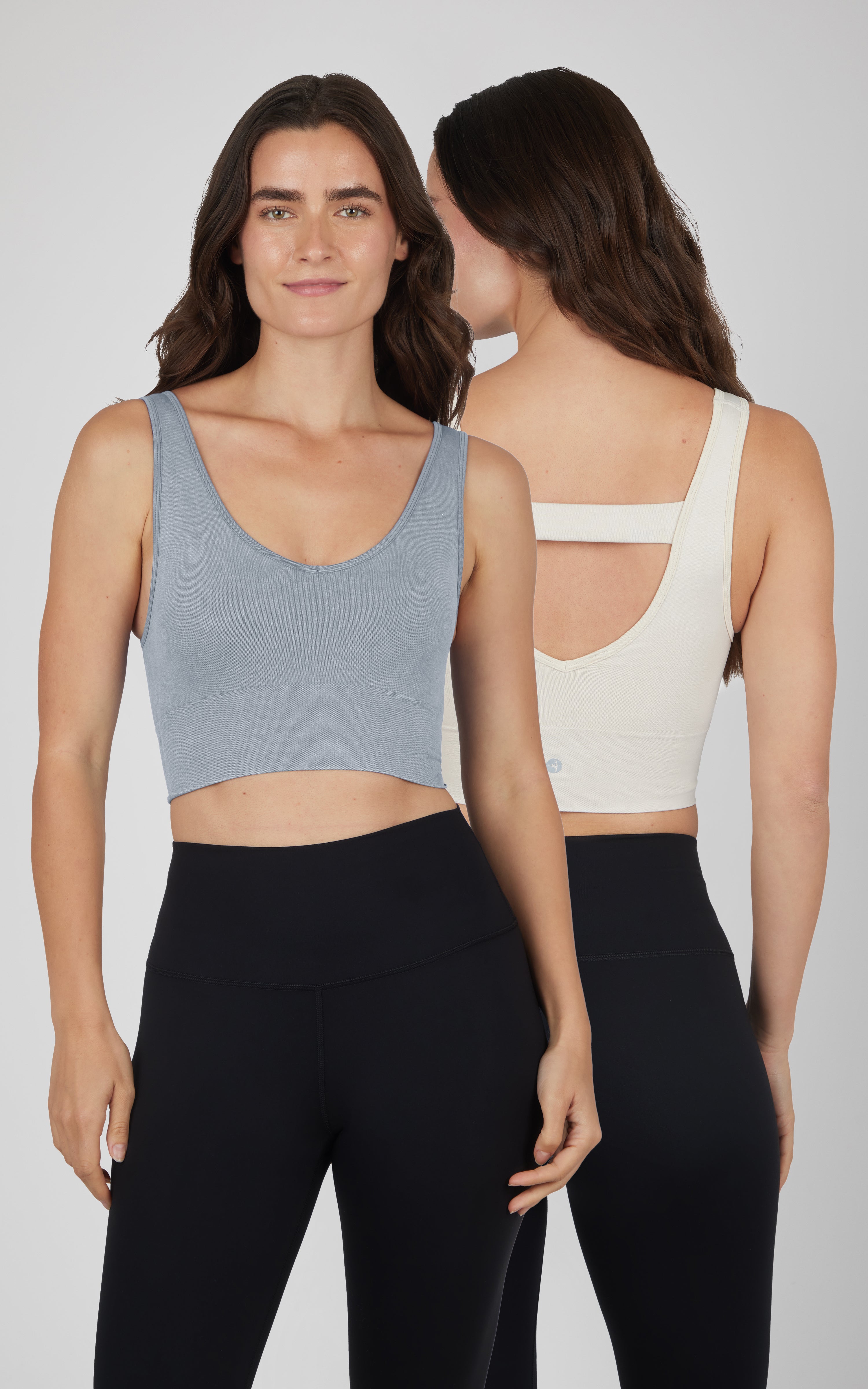 2 Pack Stone Wash V-Neck Bra Tank