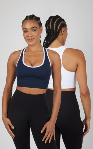 2 Pack Ribbed Seamless Hailee Racerback Long Line Bra