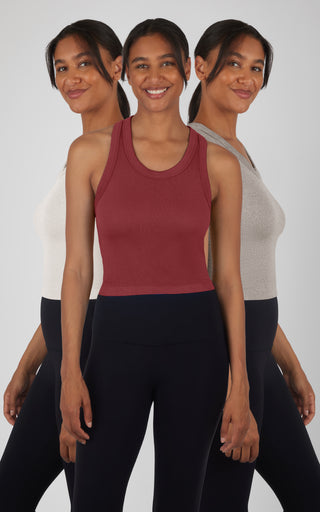 3 Pack Seamless Ribbed Tricolor Trio Meet and Greet Tank