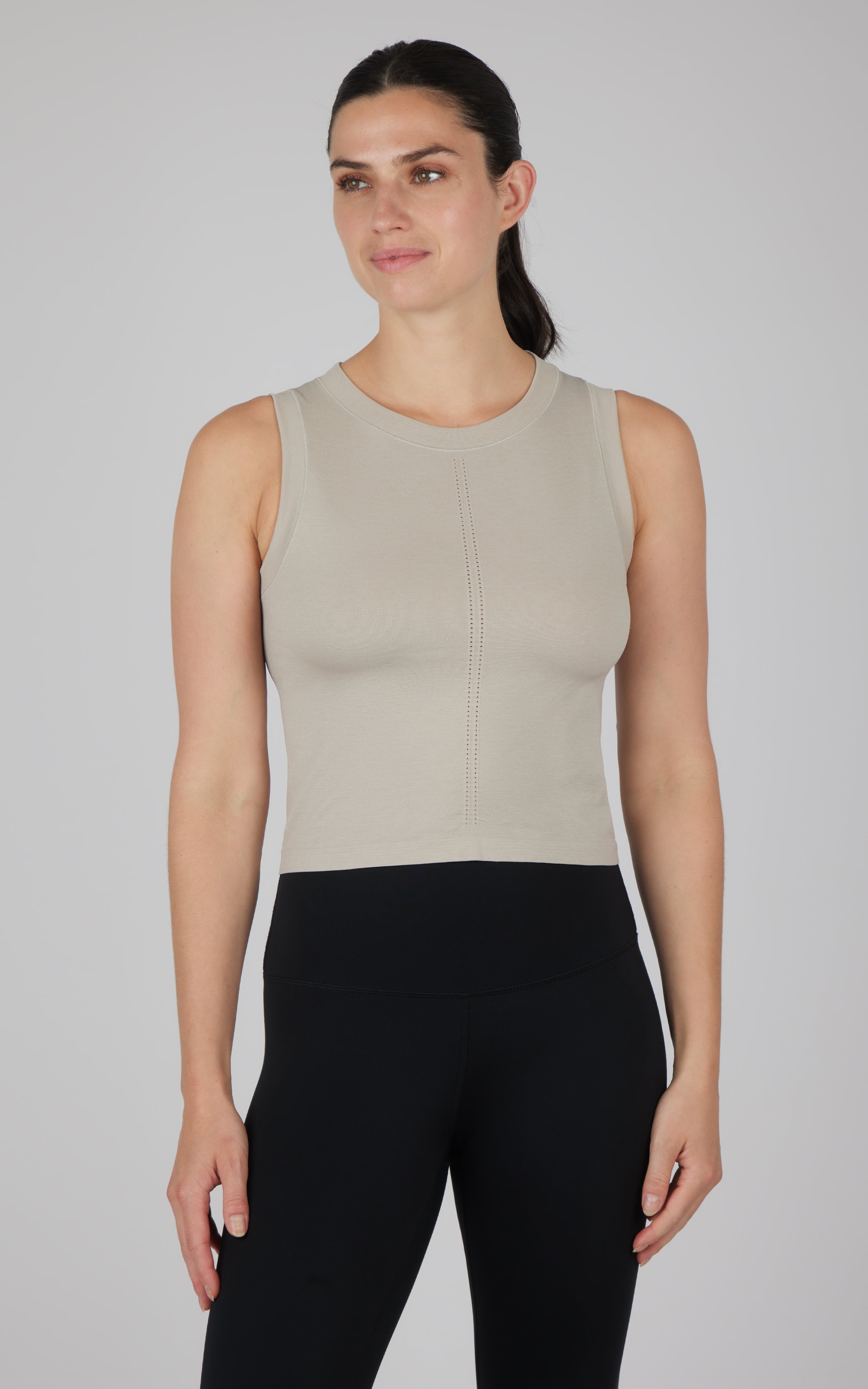 Seamless Bridgette Racer Length Slim Fit High Neck Tank