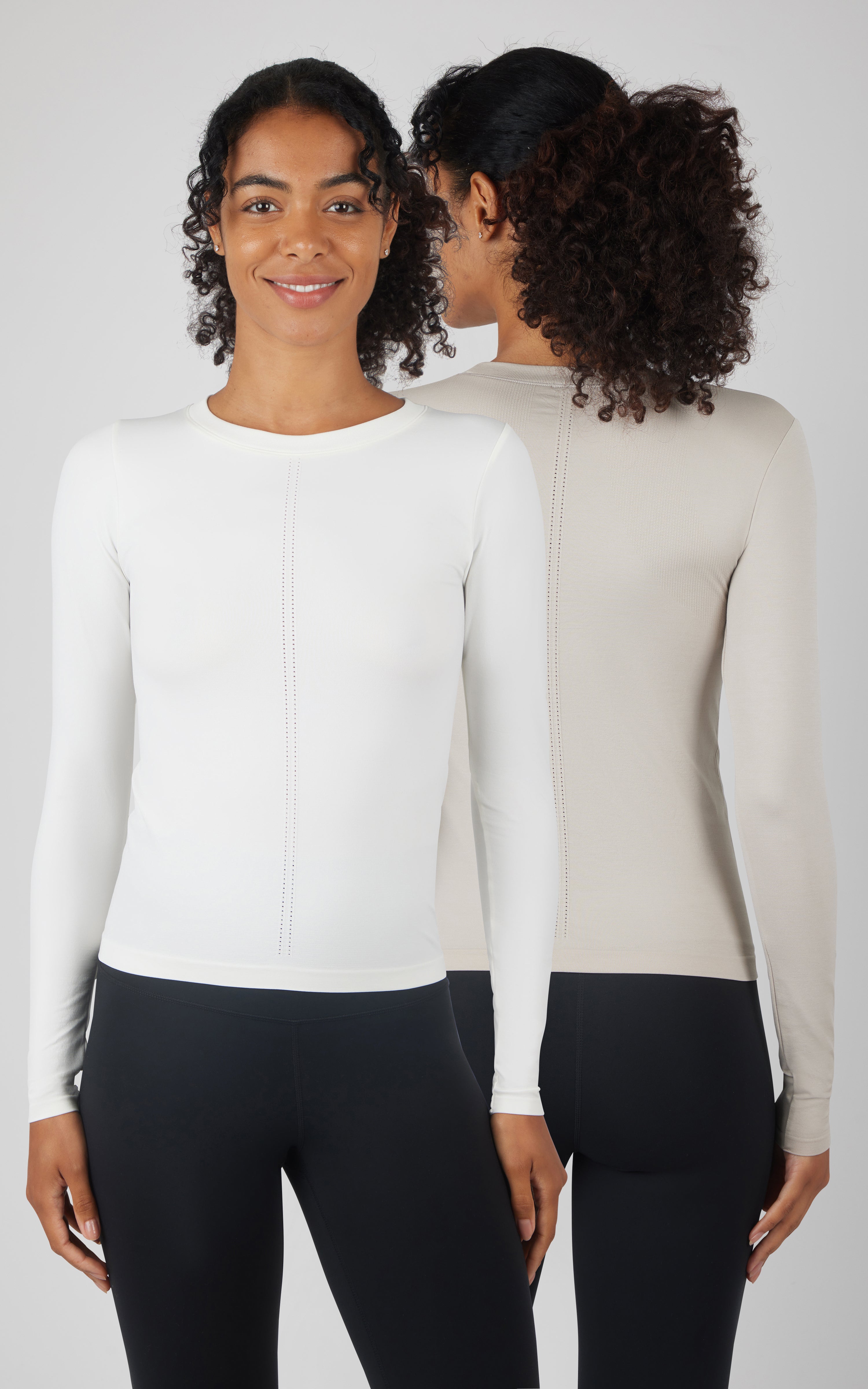 2 Pack Seamless Bridgett Full Length Slim Fit High Neck Long Sleeve Top