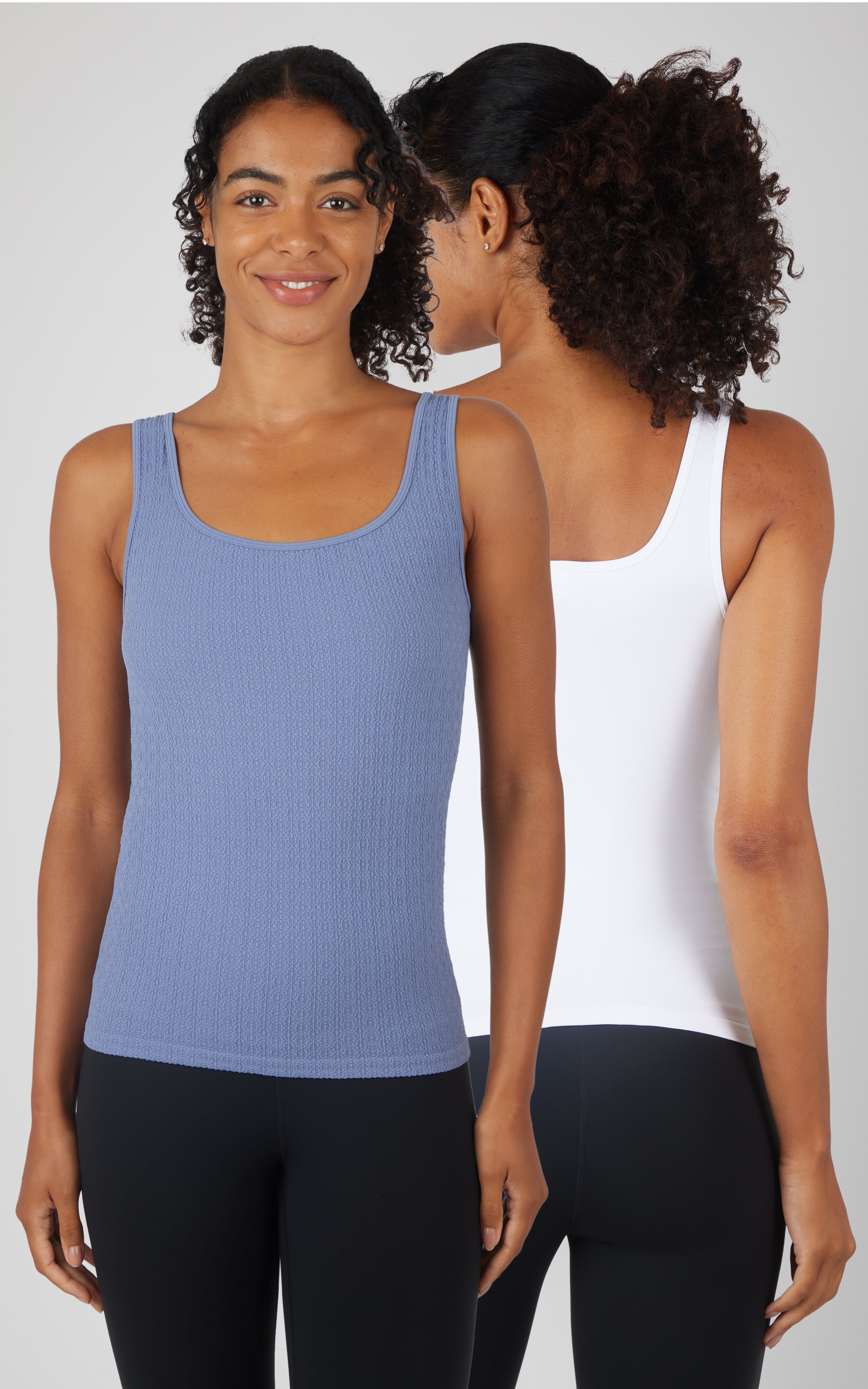 2 Pack Textured Seamless Katryna Square Neck Tank and Seamless Katryna Square Neck Tank