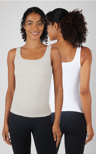 2 Pack Textured Seamless Katryna Square Neck Tank and Seamless Katryna Square Neck Tank