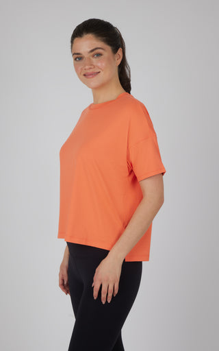 Liner Textured Deluxe High Low Boxy Cropped Short Sleeve Top