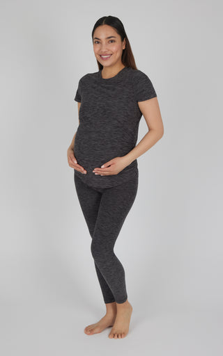 Maternity Two Tone Heather Radiant Soul Short Sleeve Crew Neck Top