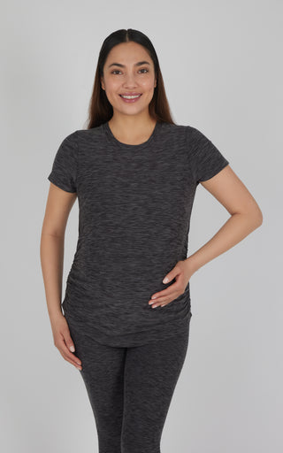 Maternity Two Tone Heather Radiant Soul Short Sleeve Crew Neck Top