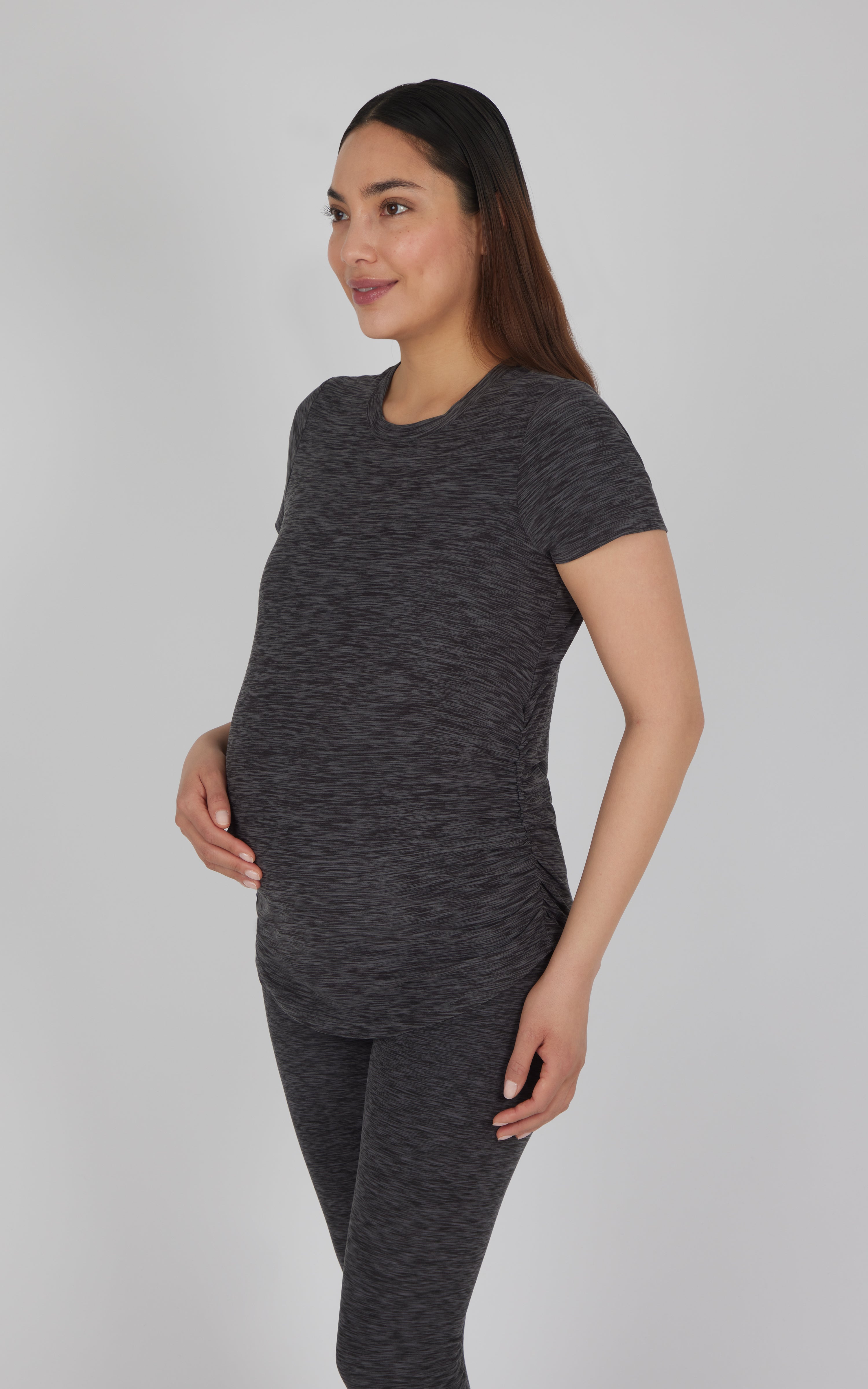 Maternity Two Tone Heather Radiant Soul Short Sleeve Crew Neck Top