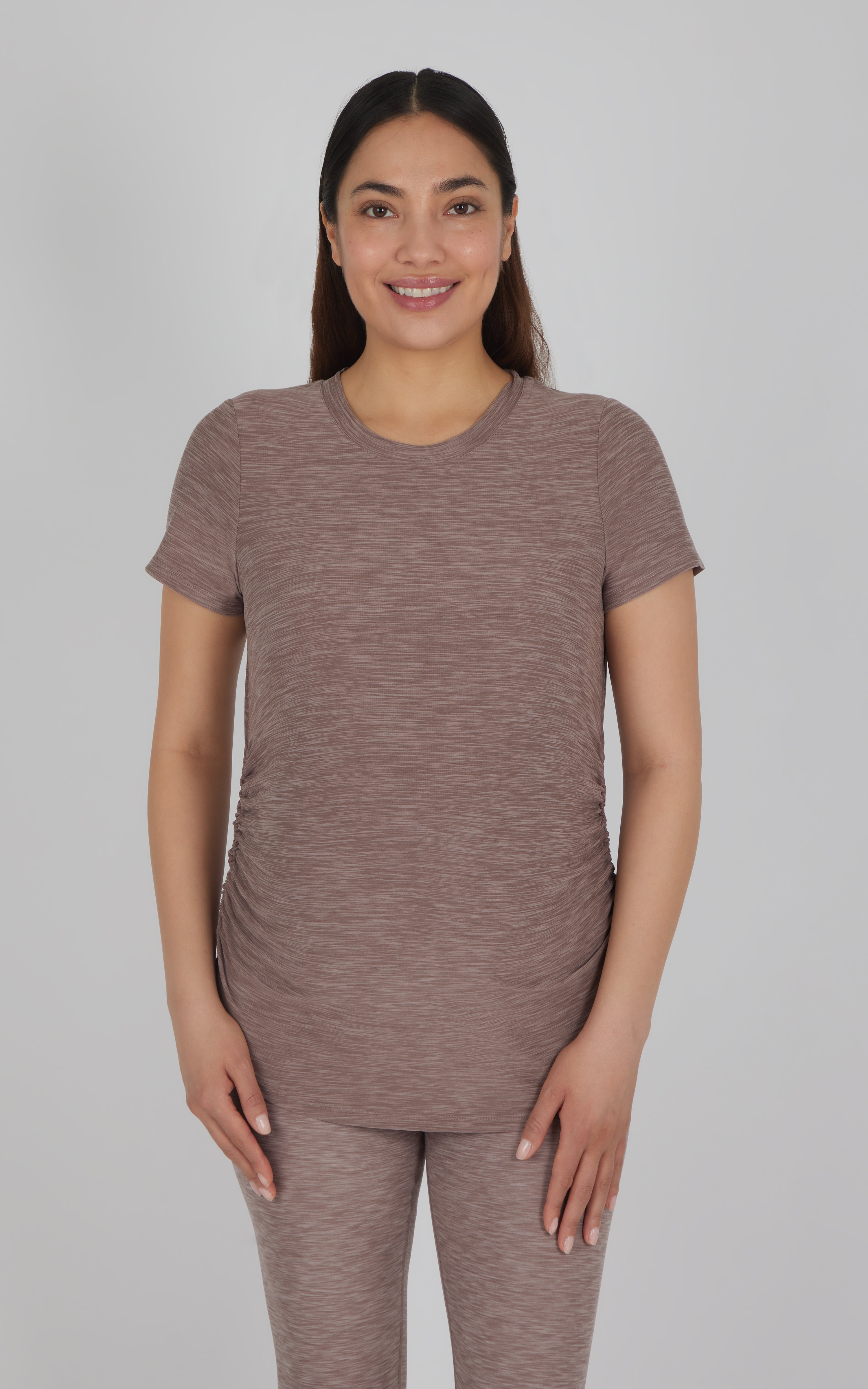 Maternity Two Tone Heather Radiant Soul Short Sleeve Crew Neck Top