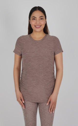 Maternity Heathered Short Sleeve Crew Neck Top