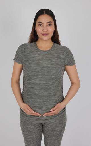 Maternity Two Tone Heather Radiant Soul Short Sleeve Crew Neck Top