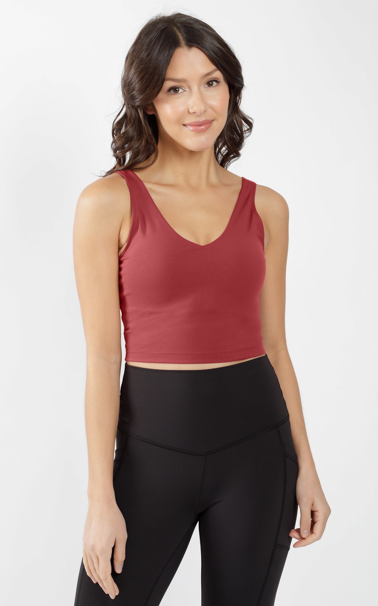 Yogalicious Lux Women's Active Tank Crop Top w/ Build-in Bra Size