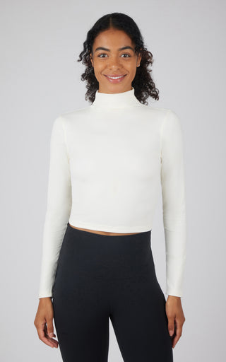 Zenly Evelyn Cropped Mock Neck Long Sleeve Top