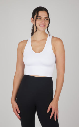 Seamless V-Neck Crop Ribbed Tank Top