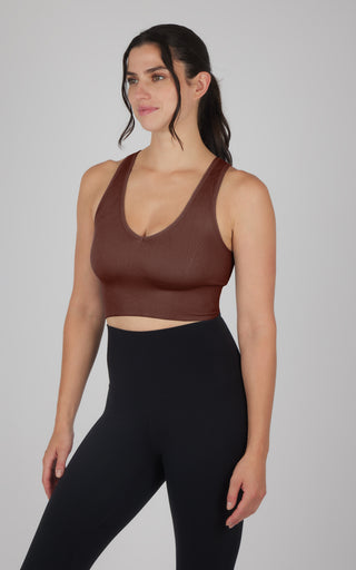 Seamless V-Neck Crop Ribbed Tank Top