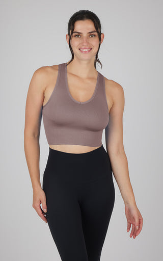 Seamless V-Neck Crop Ribbed Tank Top