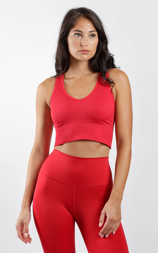 Seamless V-Neck Crop Ribbed Tank Top