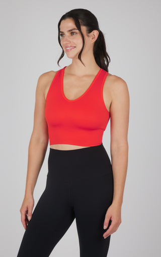 Seamless V-Neck Crop Ribbed Tank Top