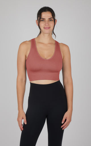 Seamless V-Neck Crop Ribbed Tank Top