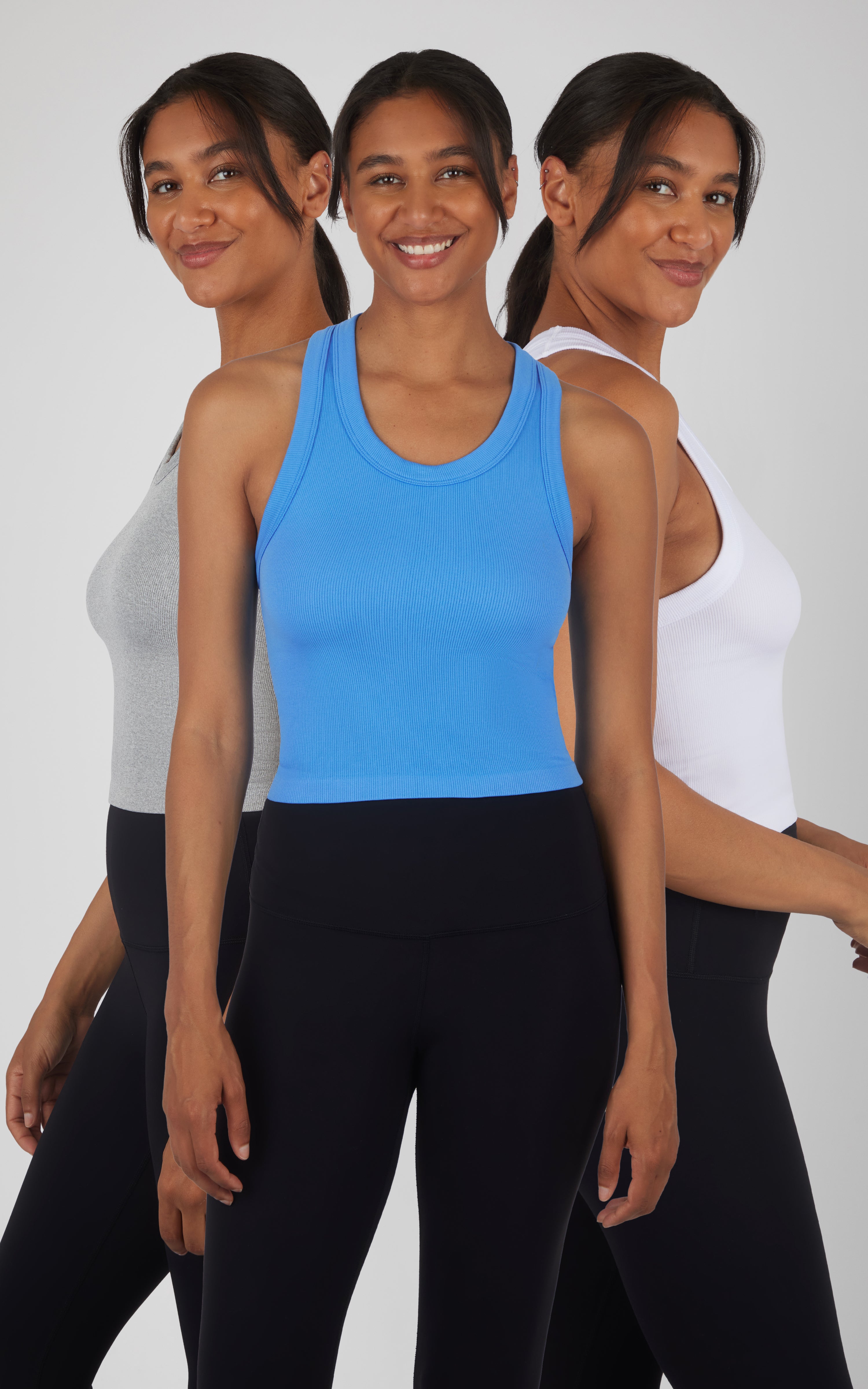 3 Pack Seamless Ribbed Tricolor Trio Meet and Greet Tank - SLW-1772T ...