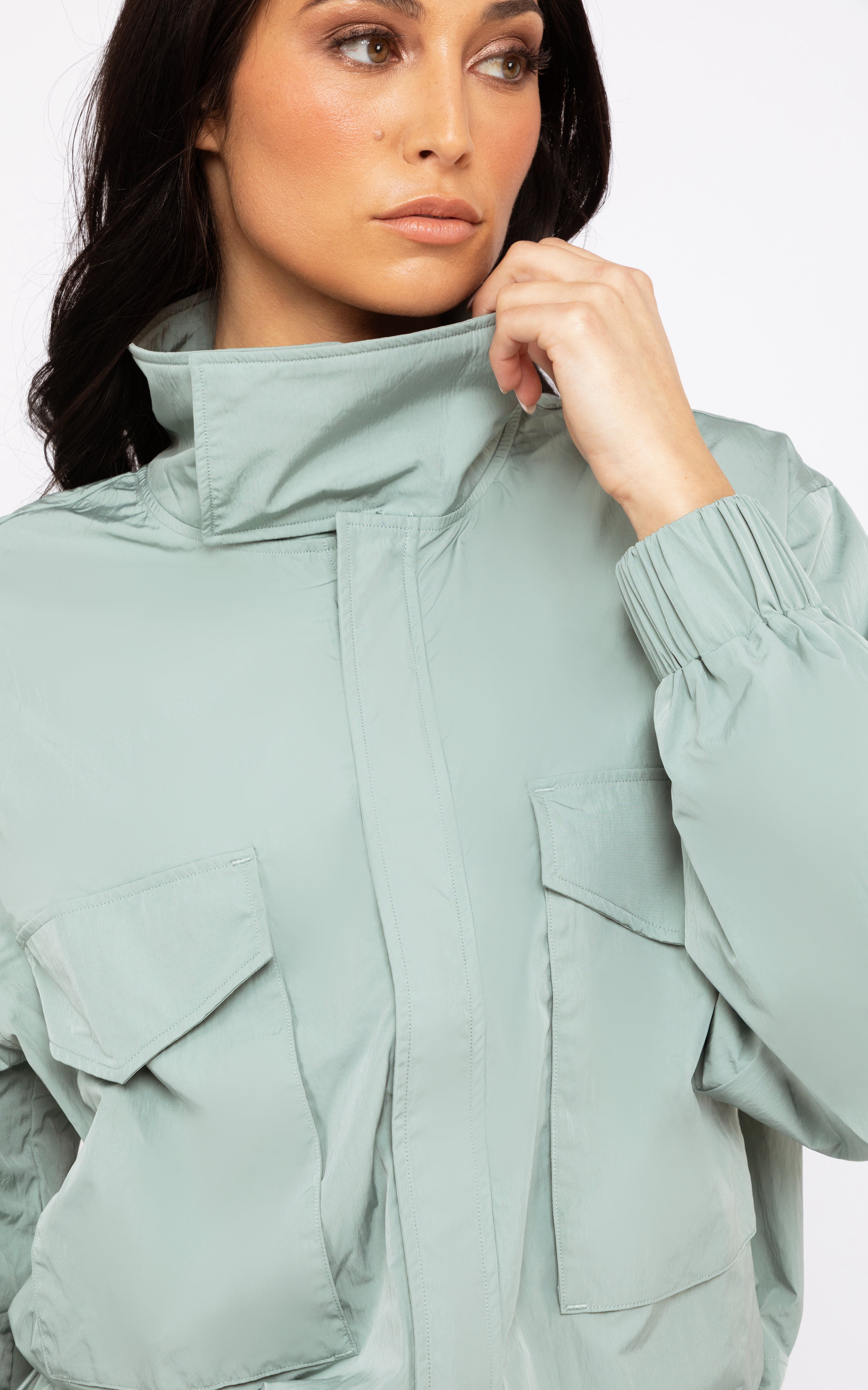 Radiant Commuter Woven Cinched Hem Cropped Windbreaker with Front