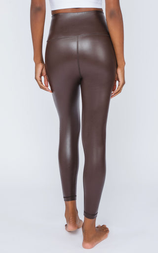 Super High Waist Faux Leather Ankle Legging