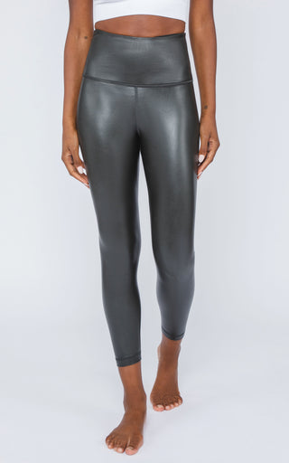 Super High Waist Faux Leather Ankle Legging