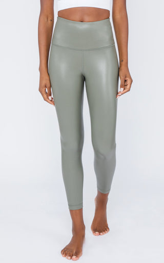 Super High Waist Faux Leather Ankle Legging