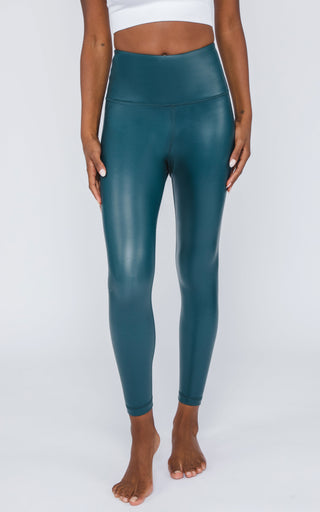 Super High Waist Faux Leather Ankle Legging