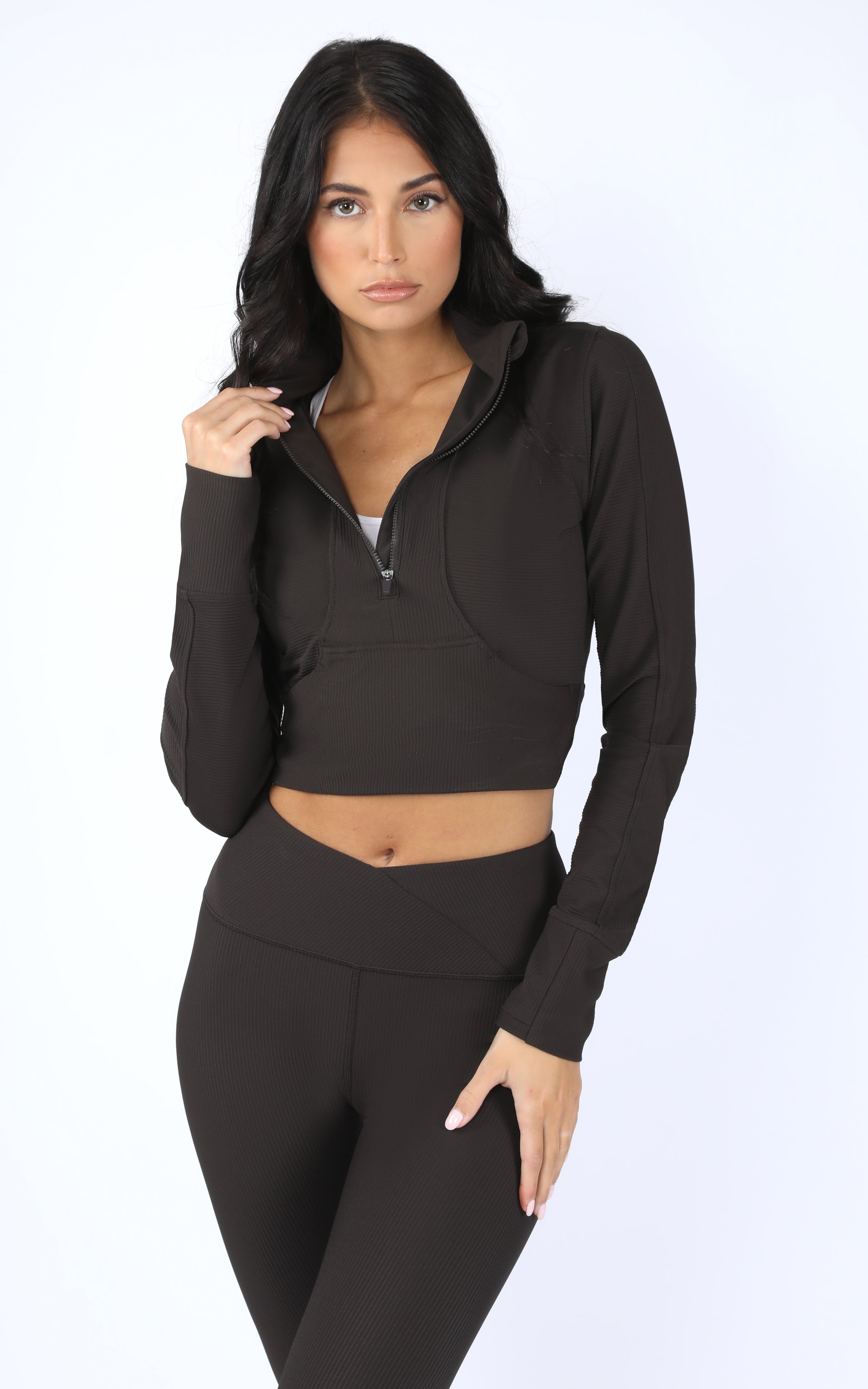 Half zip crop best sale