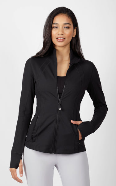 90 Degree By Reflex - Women's Lux Slim Fit Track Jacket - Black - Small